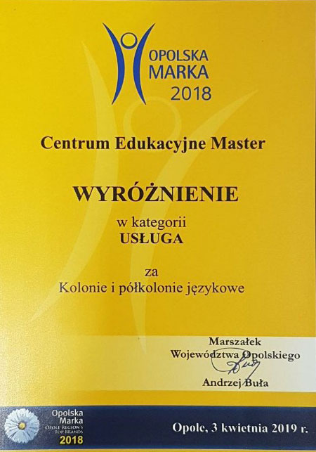Nagroda dla Szkoły językowej Master
